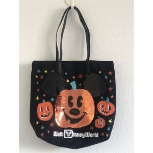 Disney tote black bag halloween punkis sequins 13”x15”